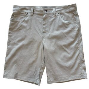 Prana Brion Short II Mens 38 Beige Standard Fit 11” Casual Everyday Stretchy EUC